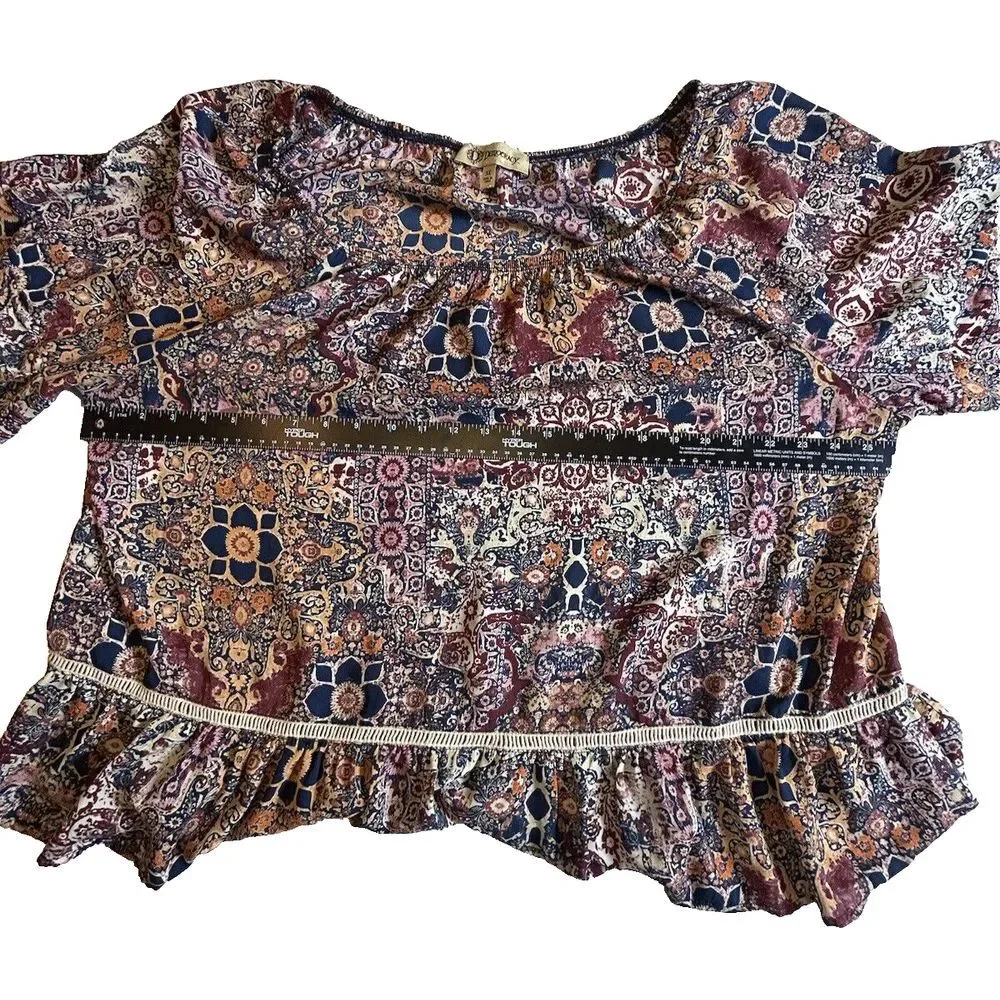 Democracy Womens Floral Allover Print Bell Sleeve Boho Blouse Multicolor Size 3X - Picture 3 of 6